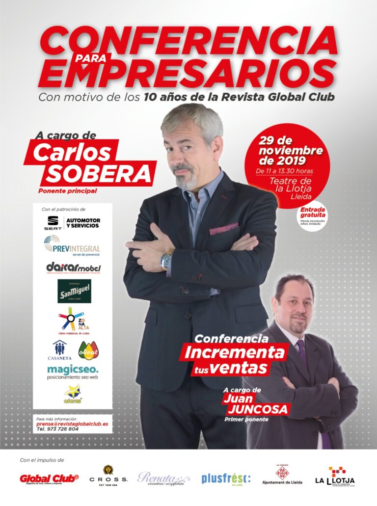 INVITACIÓN CARLOS SOBERA  y JUAN JUNCOSA CONFERENCIA el 29 de noviembre